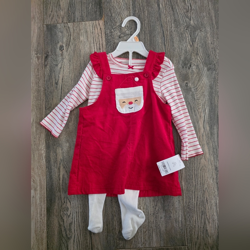 Red Santa Dress with Striped Shirt